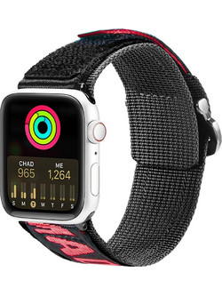 Dux Ducis Strap Outdoor Version Λουράκι Υφασμάτινο Black / Red (Apple Watch 42 / 44 / 45 / 49mm)