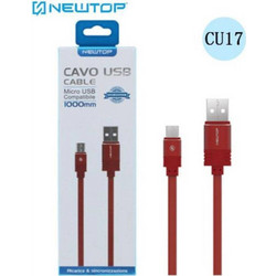 Newtop CU17 Flat USB 2.0 to micro USB Cable Κόκκινο 100CM