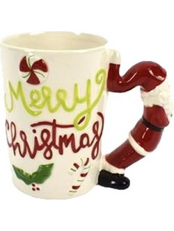 Χριστουγεννιάτικη λευκή κούπα Merry Christmas με διακόσμηση στο χερούλι 13x8.5x11.5cm