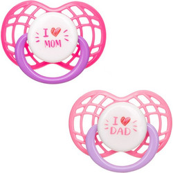I Love Mum & Dad Ορθοδοντικές Πιπίλες Σιλικόνης 0-6m Pink Fuchsia 2τμχ