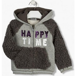 Losan Παιδική Ζακέτα Φούτερ Fleece με Κουκούλα 926-6023 Grey
