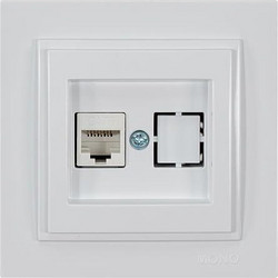 Πρίζα δικτύου υπολογιστή DATA CAT 6 RJ45 μονή χωνευτή λευκό χρώμα πολυτελείας σειρά Mono