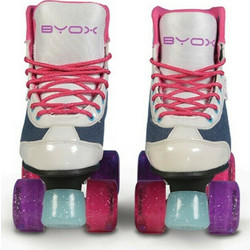 Byox Denim Quad Αυξομειούμενα Rollers Λευκά Γκρι