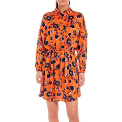 Replay Midi Καθημερινό Φόρεμα Floral Σατέν Πορτοκαλί W9783.000.73936-010