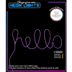 Ταινία Neon Μπαταρίας (2xAA not incl.) Εύκαμπτη IP20 3m Μπλε Πάγου