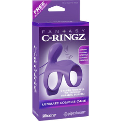 Pipedream Fantasy C-Ringz Ultimate Couples Cage 4cm Ελαστικό Δαχτυλίδι Πέους Σιλικόνης με Δόνηση 4cm Μωβ