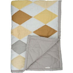 Fabelab Patchwork Diamond Mix Κουβέρτα Κούνιας Βαμβακερή 110x140 Κίτρινη