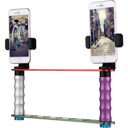 Smartphone Live Broadcast Bracket Dual Hand-held Selfie Mount Kits with 2x Phone Clips, For iPhone, Galaxy, Huawei, Xiaomi, HTC, Sony, Google and other Smartphones (OEM)