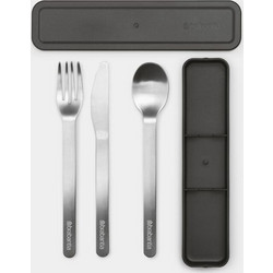 Brabantia Make & Take Μαχαίρι Κουτάλι Πιρούνι Ανοξείδωτα Σε Θήκη Γκρι -Σετ Τριών Τεμαχίων