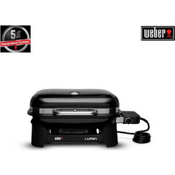 Weber Lumin 1000 Black 91010979 Ηλεκτρική Ψησταριά Σχάρας 1200W με Καπάκι και Ρυθμιζόμενο Θερμοστάτη 43x28.5cm