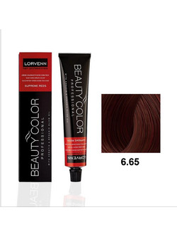 Lorvenn Beauty Color 6.65 Ξανθό Σκούρο Κόκκινο Ακαζού Μόνιμη Βαφή Μαλλιών 70ml