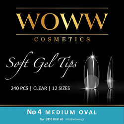 Woww Cosmetics Soft Gel 4 Medium Oval Tips Νυχιών 240τμχ