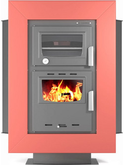 Thermiki ATS 90-30 Corner Red Ατσάλινη Ξυλόσομπα με Φούρνο 18kW