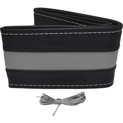 Κάλυμμα Τιμονιού Αυτοκινήτου Otom Stitching Δερματίνη Ραφτό Εξώγαζο Μαύρο - Γκρι Medium 37-39cm DK-305