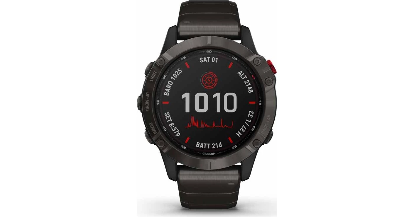 Garmin Fenix 6X Pro Solar Titanium Carbon Grey DLC Black