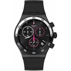 Swatch Ανδρικό Ρολόι Χρονογράφος με Μαύρο Καουτσούκ Λουράκι YVB413