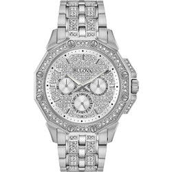 Bulova Γυναικείο Ρολόι Χρονογράφος με Ασημί Μεταλλικό Μπρασελέ 96C134
