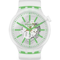 Swatch Greeninjelly Γυναικείο Ρολόι με Λευκό Καουτσούκ Λουράκι SO27E104