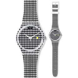 Swatch Chicken Run Γυναικείο Ρολόι με Λευκό Μαύρο Καουτσούκ Λουράκι SUOW138