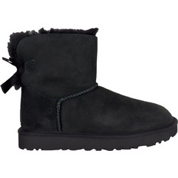 UGG Mini Bailey Bow II Γυναικεία Μποτάκια Suede Μαύρα με Γούνα 1016501-BLK