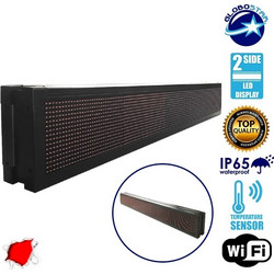 GloboStar 90311 Αδιάβροχη IP65 Κυλιόμενη Ψηφιακή Επιγραφή LED 168x24cm Με Wi-Fi Διπλής Όψης Και Κόκκινο Χρώμα Φωτισμού