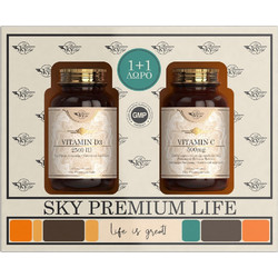Sky Premium Life Vitamin D3 2500 IU 60tabs + Vitamin C 500mg 60tabs