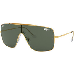 Ray-Ban RB3697 9050/71 Ανδρικά Γυαλιά Ηλίου Μάσκα Μεταλλικά Χρυσά με Πράσινο Καθρέπτη Φακό