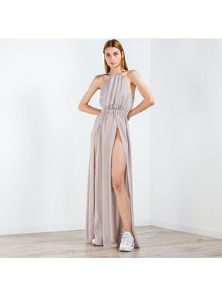 Libertee Maxi Καλοκαιρινό Φόρεμα για Γάμο / Βάπτιση Μπεζ 10.49.39