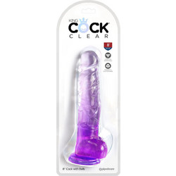 Pipedream King Cock Clear 8" with Balls Ρεαλιστικό Dildo με Βεντούζα & Όρχεις 22.2cm Μωβ