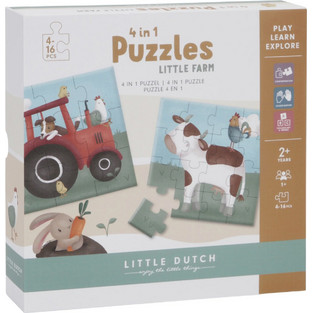 Παιδικό Puzzle Little Dutch Little Farm 4 + 6 + 9 + 16 Κομμάτια
