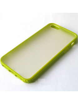 iphone 5 TPU bumper Frame Matte clear back hard case cover Green I5BUHCG