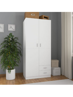 vidaXL Δίφυλλη Ντουλάπα Ρούχων Λευκή 80x52x180cm 800639