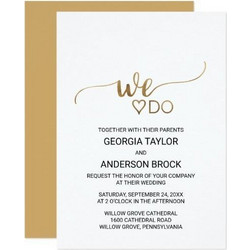 Simple Elegant Gold Calligraphy We Do Wedding Card