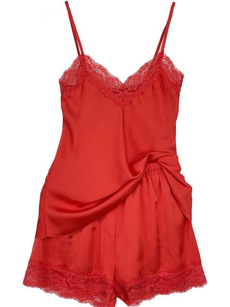 COOTAIYA Babydoll Slim Fit Γυναικείο Σετ Πιτζάμες Σατέν Κοραλί