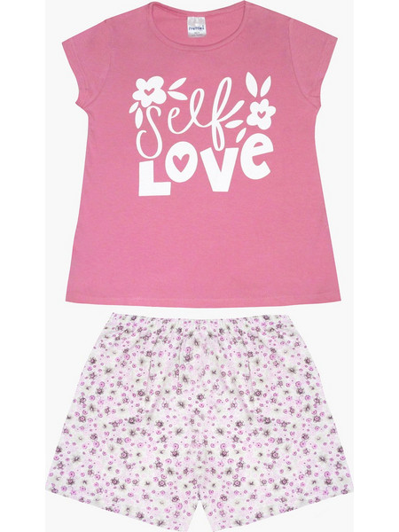 Pretty Baby Self Love Παιδική Πιτζάμα Βαμβακερή Καλοκαιρινή Ροζ 63147