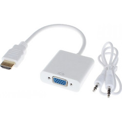 Μετατροπέας HDMI σε VGA + Καλώδιο Ήχου, No brand, Λευκο