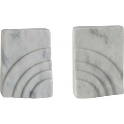 Βιβλιοστάτες (Σετ 2Τμχ) AH-AX24143 11x5x14cm Marble White Andrea House Μάρμαρο