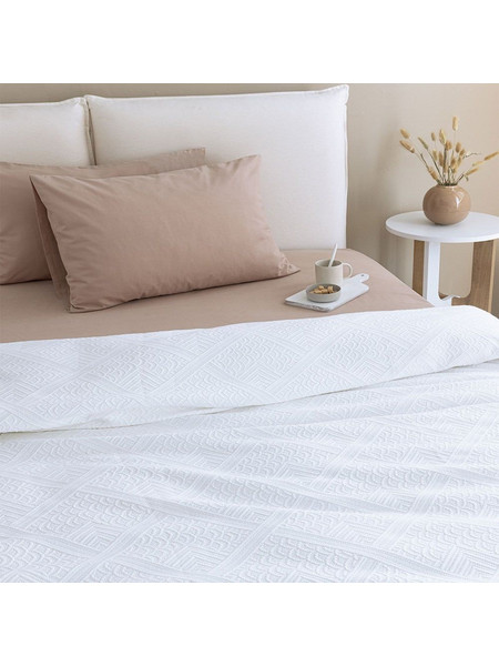 Κουβέρτα Carla White Palamaiki Μονό 170x260cm 100% Βαμβάκι