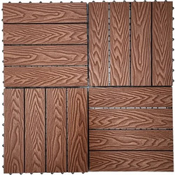 Πλακάκι για Δάπεδο Κήπου εξωτερικού χώρου Decking Tiles από WPC 30x30cm Καφέ με όψη 3D ξύλου