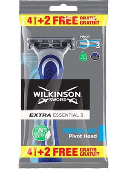 Wilkinson Sword Extra 3 Essentials Ξυραφάκι μιας Χρήσης με 3 Λεπίδες & Λιπαντική Ταινία 6τμχ