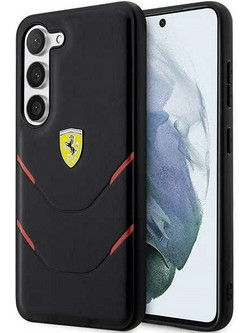 Ferrari Hot Stamp Lines Back Cover Black (Samsung Galaxy S23)