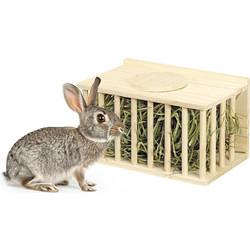 Navaris Wooden Hay Rack - Ταΐστρα Σανό / Χόρτου για Κουνέλια / Ινδικά Χοιρίδια / Μικρά Κατοικίδια από Ξύλο Πεύκου - 25 x 15 x 15 cm - Beige (NAV000025VP001C)