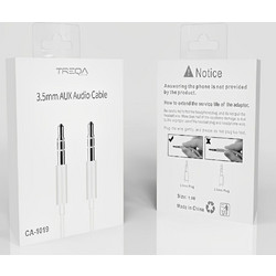Καλώδιο Ήχου AUX Jack 3.5mm Αρσενικό σε Jack 3.5mm Αρσενικό Stereo 1m Treqa CA-1019 Λευκό