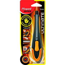 Κοπίδι MAPED ULTIMATE 9mm BLISTER BLACK/YELLOW για Αριστερόχειρες 10ετή Εγγύηση 086510
