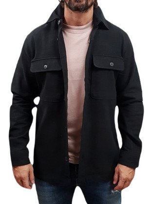 Jack & Jones Raymond Ανδρικό Πουκάμισο Βαμβακερό Μακρυμάνικο Κανονική Γραμμή Overshirt Μαύρο 12263645