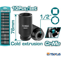 Σετ Καρυδάκια Αέρος Εξάγωνα TOTAL 1/2" | 10τμχ - (THKISD12102L)