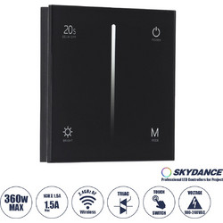71453 S1-T SKYDANCE AC Smart RF 2.4Ghz & Αφής - Touch Triac Dimming AC100-240V σε AC100-240V 1 x 1.5A 360W - Max 1.5A 360W - IP20 - Μαύρο Σώμα - Μ8.5 x Π8.5 x Υ3.2cm