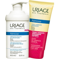 Uriage Xemose Lipid Replenishing Cream 400ml + Xemose Soothing Cleansing Oil 200ml