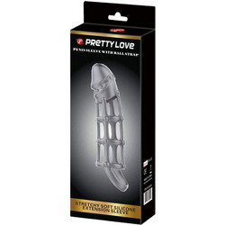 Pretty Love Sleeve with Ball Strap Κάλυμμα Επιμήκυνσης Πέους Clear
