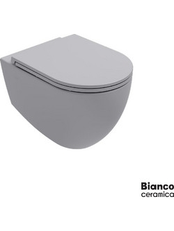 Bianco Ceramica Lenta Λεκάνη Κρεμαστή Rimless με κάλυμμα βακελίτη Slim soft close αποσπώμενο Stone Grey
